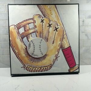 Softball Canvas Wrap Art Picture with Pink Bat and Detailed Stitching 🎨⚾️